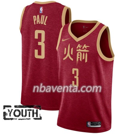 Camiseta Niños Houston Rockets Chris Paul 3 2018-19 Nike City Edition Rojo Swingman